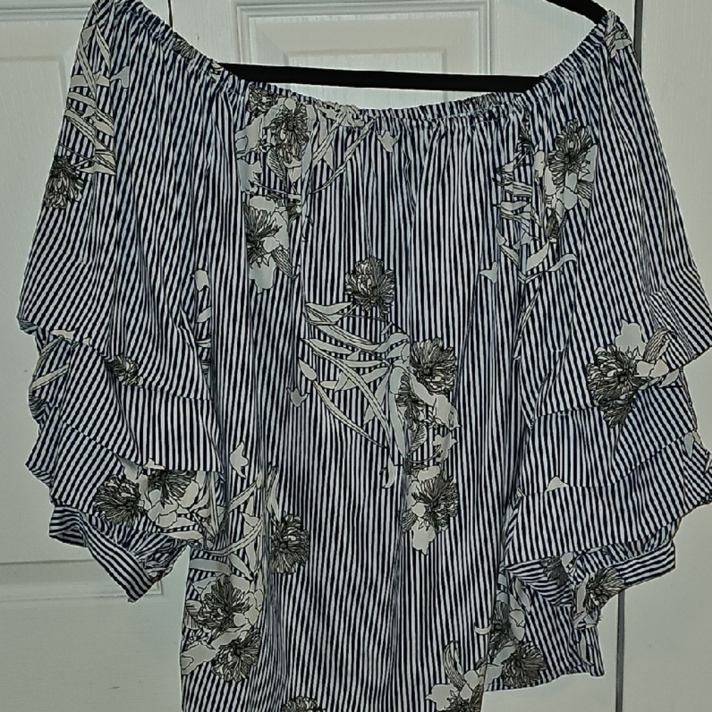 Floral Striped Off-Shoulder Top
